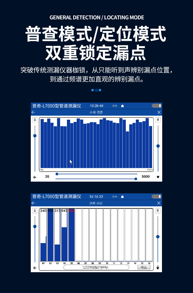 普奇l7000型管道测漏仪普查+定位双模式